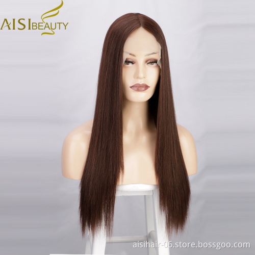 Aisi Beauty high quailty vendor brown futura heat resistant wholesale price lace front full synthetic hair wigs for black women